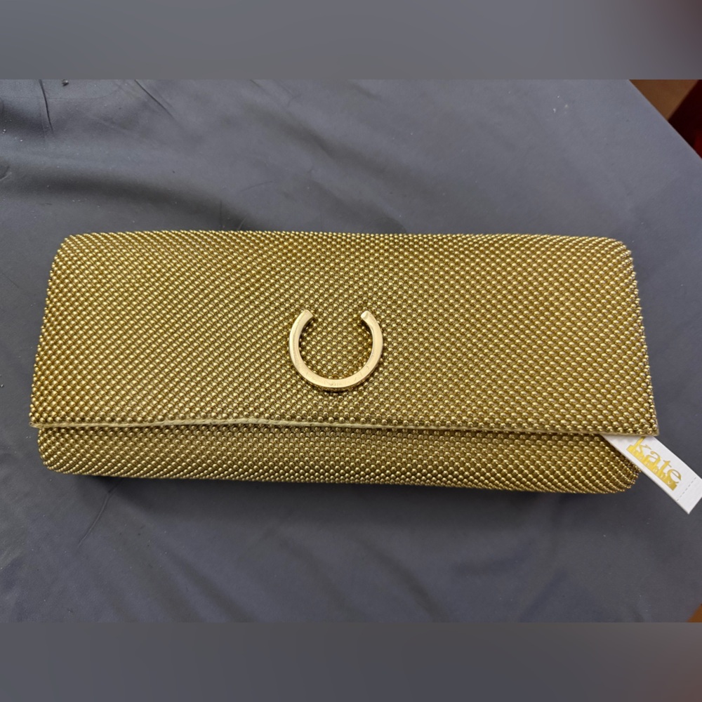 Kate Landry Gold Clutch with Textured Design